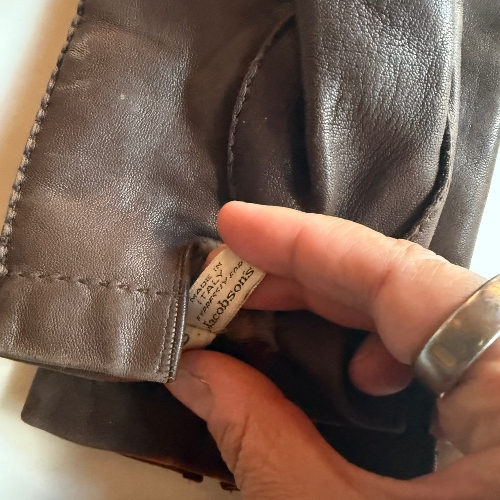 Men's Brown Leather Gloves Vintage - Picture 5 of 7